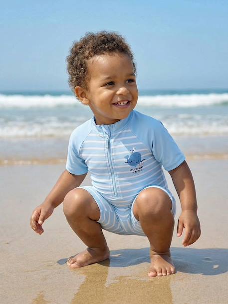 Baby UV Protection jumpsuit with built-in nappy sky blue - vertbaudet enfant 