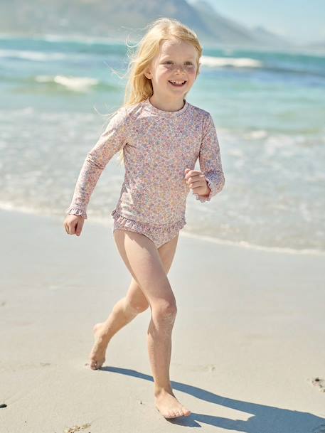 Two-Piece UV Protection Swimsuit for Girls pale pink - vertbaudet enfant 