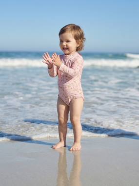 Baby-Swim & Beachwear-Long-Sleeved UV-Protection Swimsuit for Baby Girls 