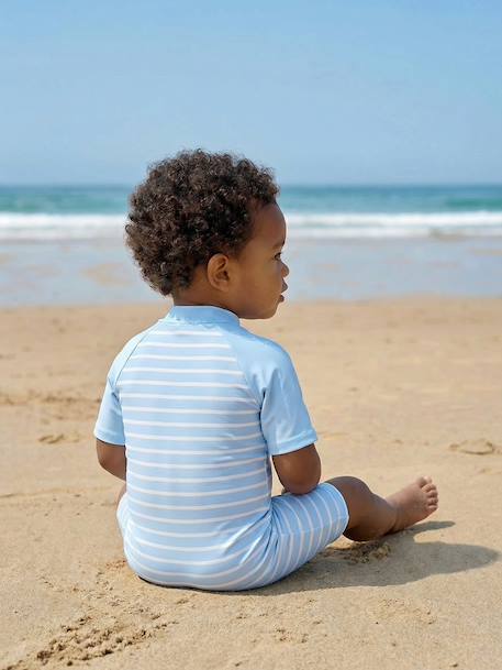 Baby UV Protection jumpsuit with built-in nappy sky blue - vertbaudet enfant 