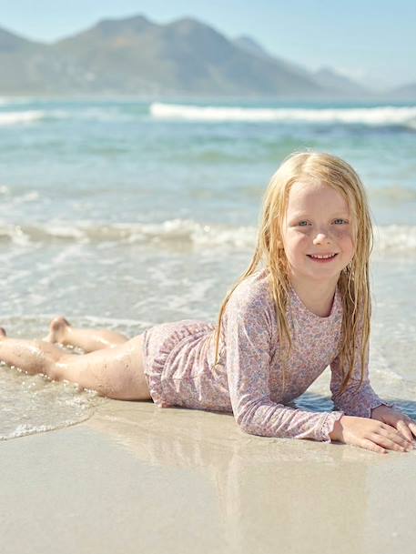 Two-Piece UV Protection Swimsuit for Girls pale pink - vertbaudet enfant 