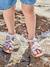 Hook-and-Loop Leather Sandals for Children set blue+white - vertbaudet enfant 