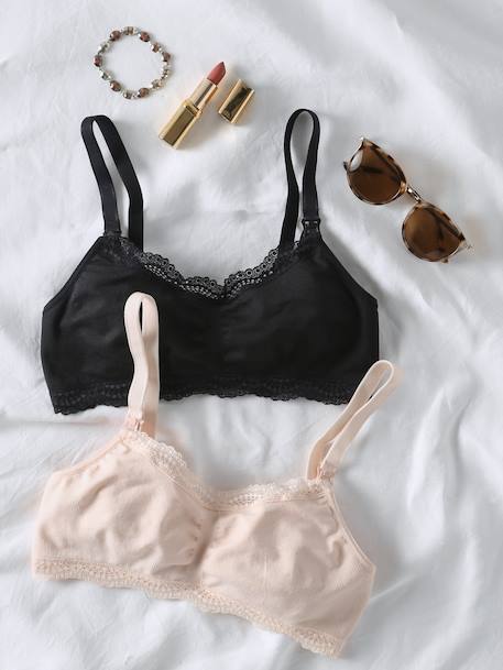Pack of 2 Seamless Bras, Maternity & Nursing Special, ENVIE DE FRAISE anthracite - vertbaudet enfant 