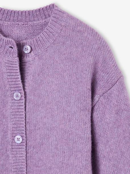 Long-sleeved knitted cardigan for girls ecru+lavender+sage green - vertbaudet enfant 