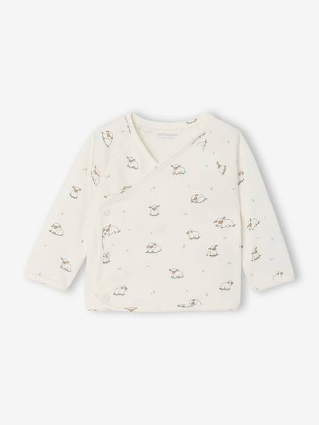 Newborn long-sleeved baby vest cappuccino+ecru+sage green - vertbaudet enfant 