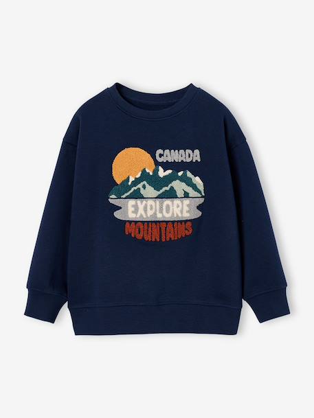 Crewneck sweatshirt for boys navy blue+tomato red - vertbaudet enfant 