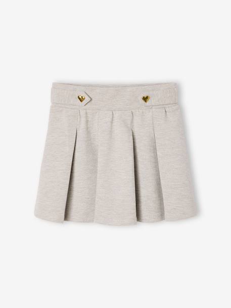 Pleated Piqué Knit Skirt for Girls marl grey+navy blue - vertbaudet enfant 