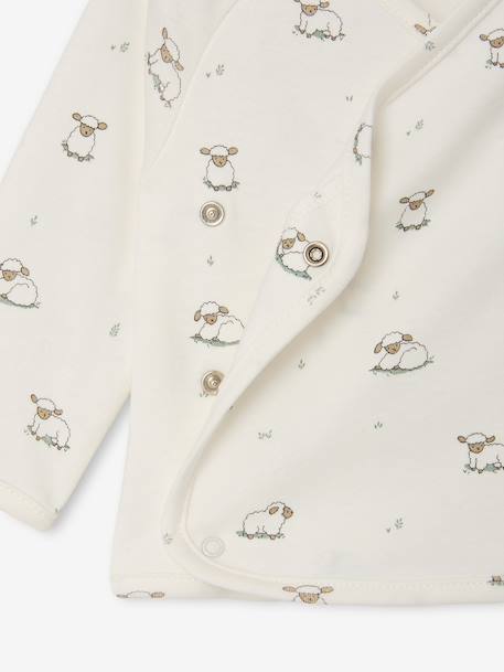 Newborn long-sleeved baby vest cappuccino+ecru+sage green - vertbaudet enfant 