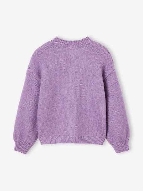 Long-sleeved knitted cardigan for girls ecru+lavender+sage green - vertbaudet enfant 