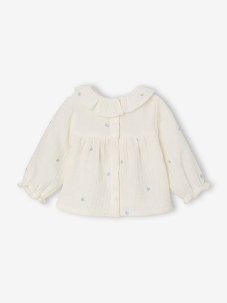 Long-sleeved blouse for baby ecru - vertbaudet enfant 