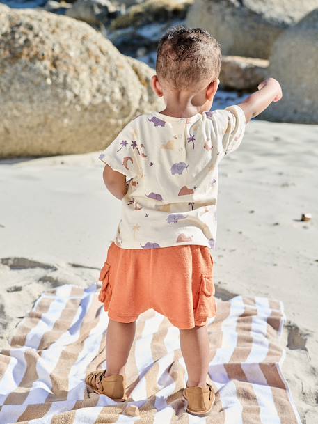 Textured Fleece Combat-Type Shorts for Babies hazel+khaki - vertbaudet enfant 