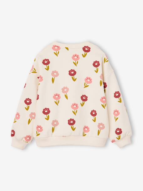Round-neck sweatshirt for girls ecru+ivory+pale pink+taupe - vertbaudet enfant 