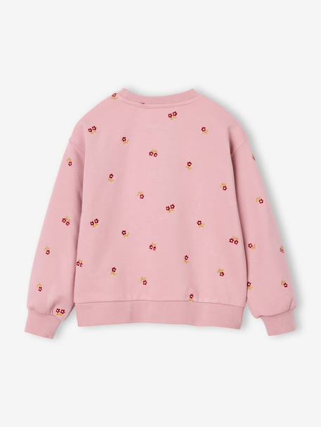 Long-sleeved sweatshirt for girls ecru+pale pink - vertbaudet enfant 