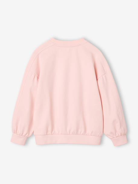 Sweat fille col rond rose pâle - vertbaudet enfant 