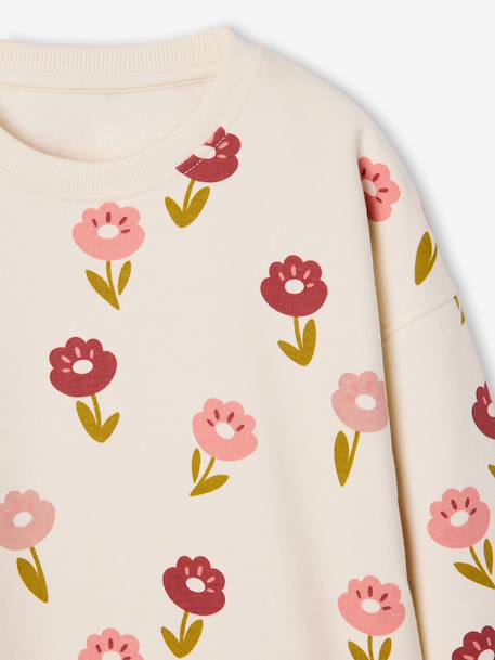 Round-neck sweatshirt for girls ecru+ivory+pale pink+taupe - vertbaudet enfant 