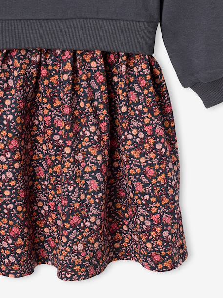 Dual Fabric Dress for Girls anthracite - vertbaudet enfant 