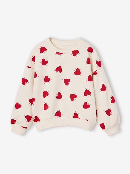 Round-neck sweatshirt for girls ecru+ivory+pale pink+taupe - vertbaudet enfant 