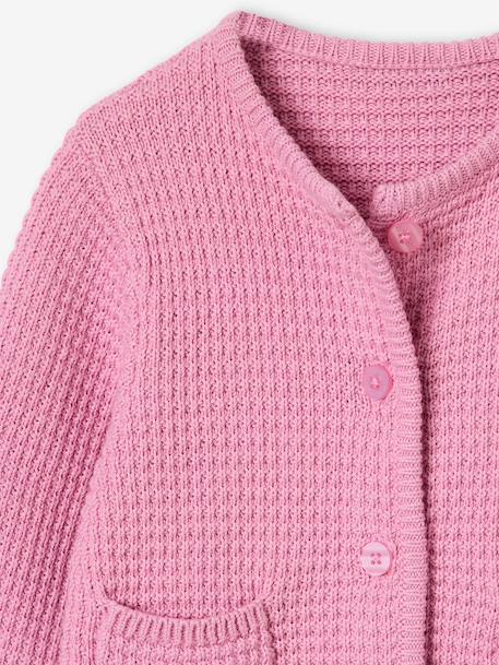 Buttoned cardigan for girls lilac - vertbaudet enfant 