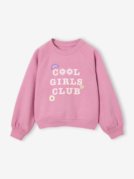 Sweat fille manches longues col rond mauve - vertbaudet enfant 