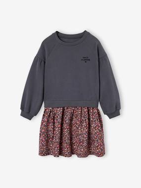 -Dual Fabric Dress for Girls