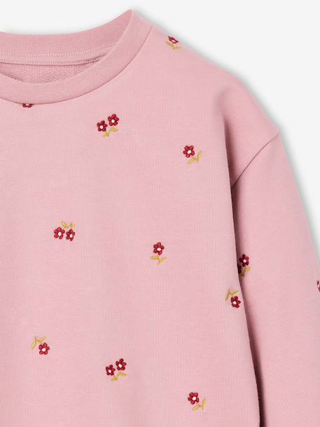 Long-sleeved sweatshirt for girls ecru+pale pink - vertbaudet enfant 