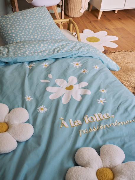 Duvet Cover & Pillowcase Set for Children, MARGUERITE printed blue - vertbaudet enfant 