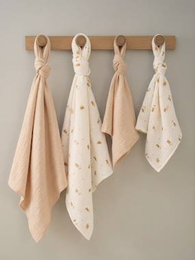 -Pack of 4 muslin squares in cotton gauze 