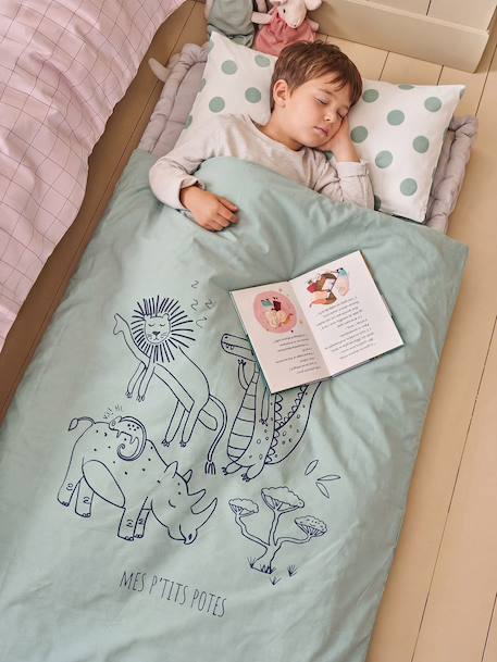 Customisable cotton sleeping bag sage green - vertbaudet enfant 