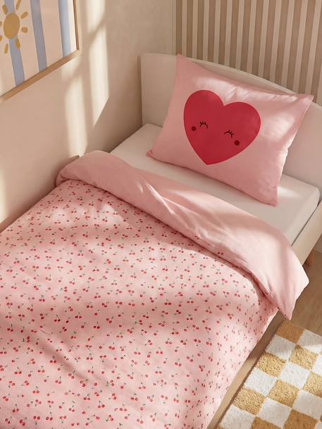 Zipped Bedding Set with Recycled Cotton, CHERRY printed pink - vertbaudet enfant 