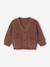 V-neck cardigan for babies in chunky knit chocolate+grey blue - vertbaudet enfant 