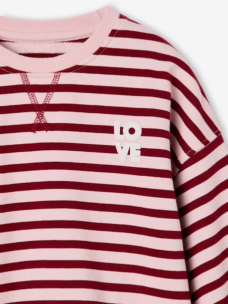 Long-sleeved sweatshirt for girls ecru+red - vertbaudet enfant 