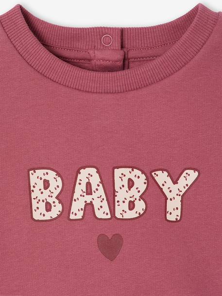 Sweat-shirt bébé fille message imprimé framboise+rose poudré+vanille - vertbaudet enfant 