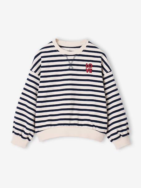 Long-sleeved sweatshirt for girls ecru+red - vertbaudet enfant 