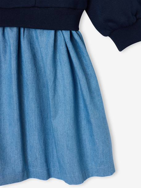 Robe manches longues fille écru+marine - vertbaudet enfant 