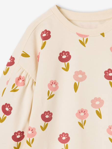 Short sweatshirt dress for girls ecru+olive - vertbaudet enfant 