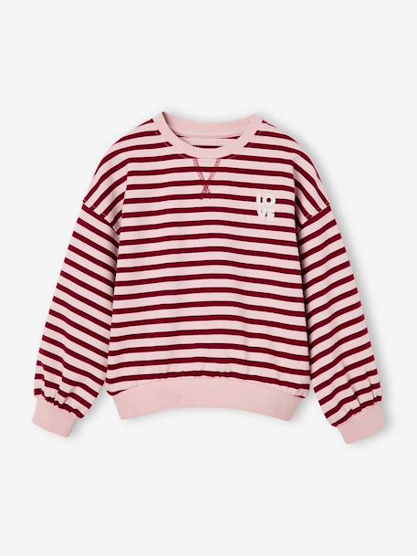 Long-sleeved sweatshirt for girls ecru+red - vertbaudet enfant 