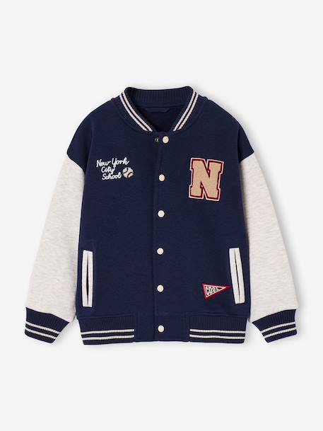 Teddy sweatshirt for boys fir green+navy blue - vertbaudet enfant 