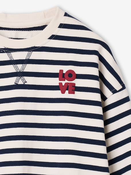 Long-sleeved sweatshirt for girls ecru+red - vertbaudet enfant 