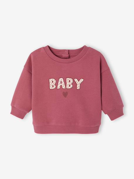 Baby sweatshirt with printed message raspberry pink+rosy+vanilla - vertbaudet enfant 