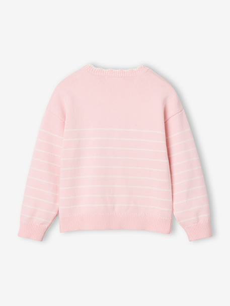 Long-sleeved jumper for girls navy blue+raspberry pink+rose - vertbaudet enfant 