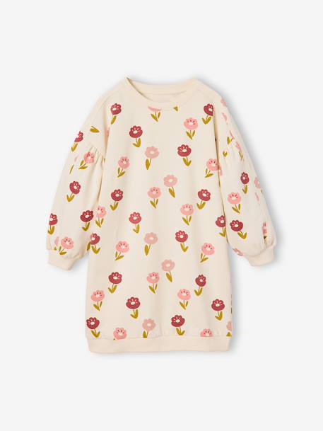 Short sweatshirt dress for girls ecru+olive - vertbaudet enfant 