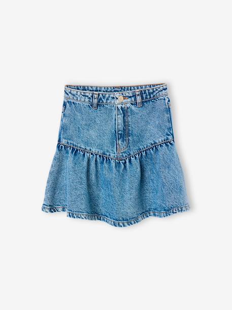 Jupe denim fille volantée bleu jean - vertbaudet enfant 