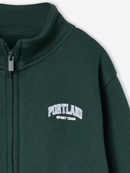 Zipped sweatshirt for boys with a trucker neck fir green+navy blue+red - vertbaudet enfant 