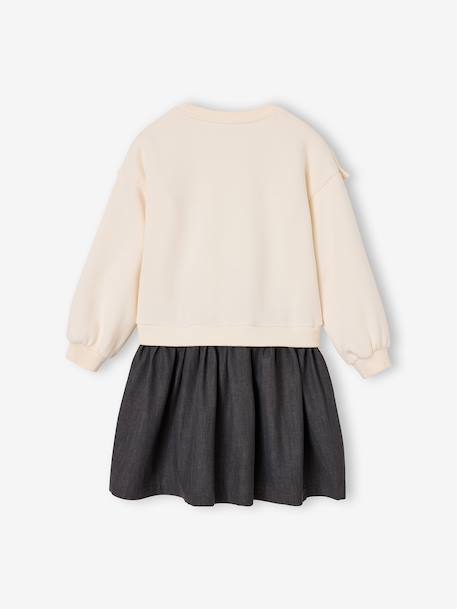 Robe manches longues fille écru+marine - vertbaudet enfant 