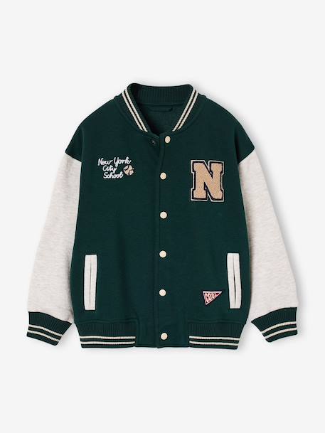 Teddy sweatshirt for boys fir green+navy blue - vertbaudet enfant 
