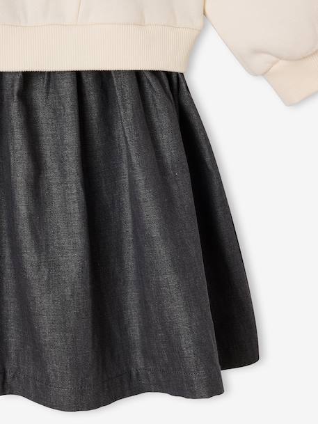 Long-sleeved dress for girls ecru+navy blue - vertbaudet enfant 