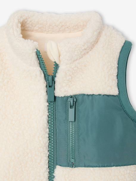 Sherpa sleeveless cardigan for babies ecru+taupe - vertbaudet enfant 