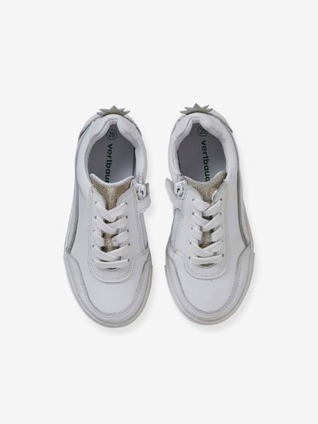 Leather Trainers, with Pineapple, for Girls White - vertbaudet enfant 