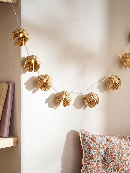 Guirlande lumineuse rotin tressées fleurs beige - vertbaudet enfant 
