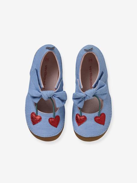 Fabric Booties with Touch Fastener, for Girls Light Blue - vertbaudet enfant 